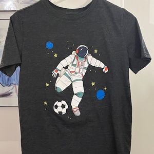 Cat & Jack Astronaut/ Soccer short sleeve T-shirt, dark gray 12/14 Like new